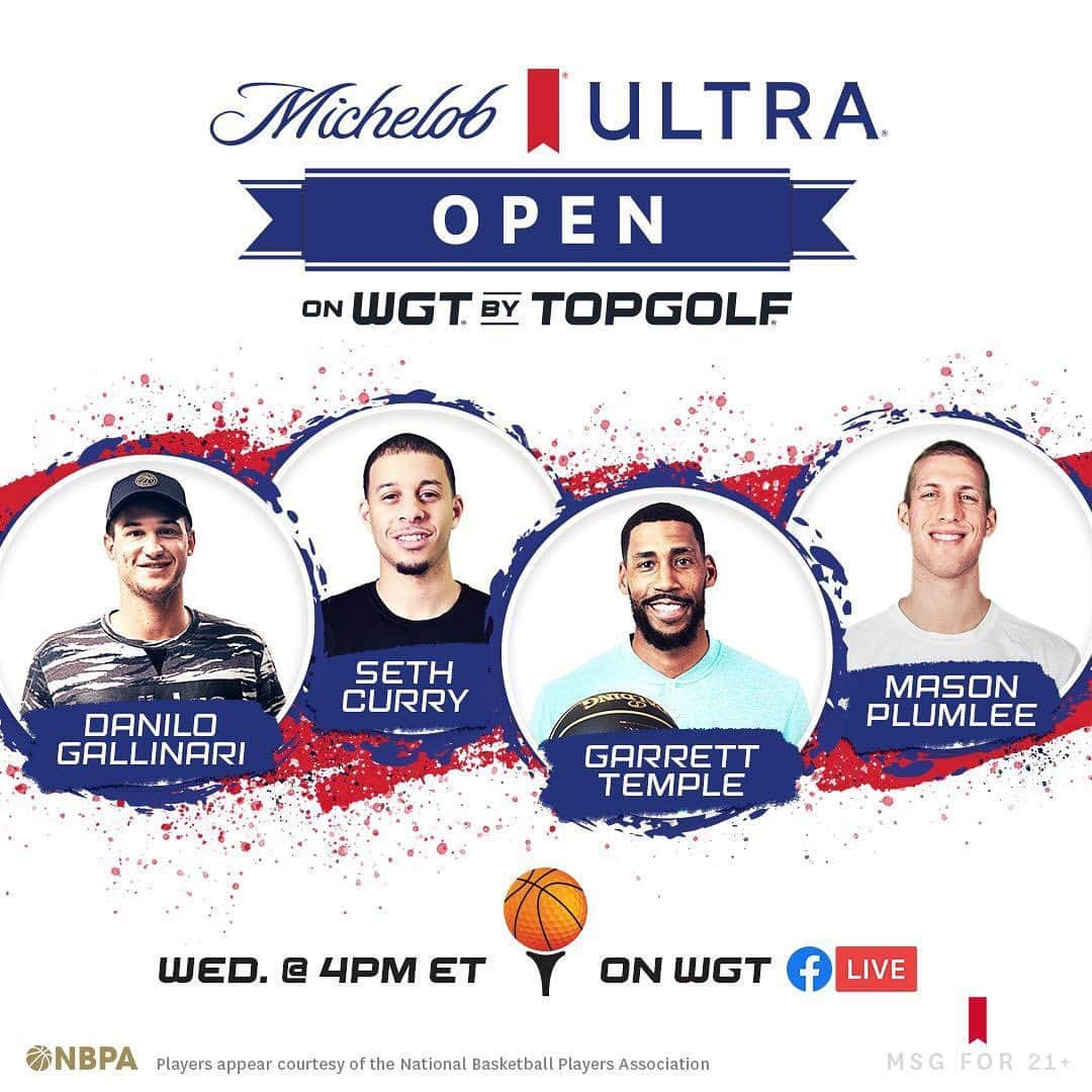 セス・カリーのインスタグラム：「I’m competing in the @MichelobULTRA Open on @wgtgolf, a virtual golf tournament organized by @thenbpa for charity tomorrow. The winning player will receive $25k to be donated to a charity of their choice. I’ve selected @YourRightsCamp. Follow WGT Golf on Facebook for more info.」