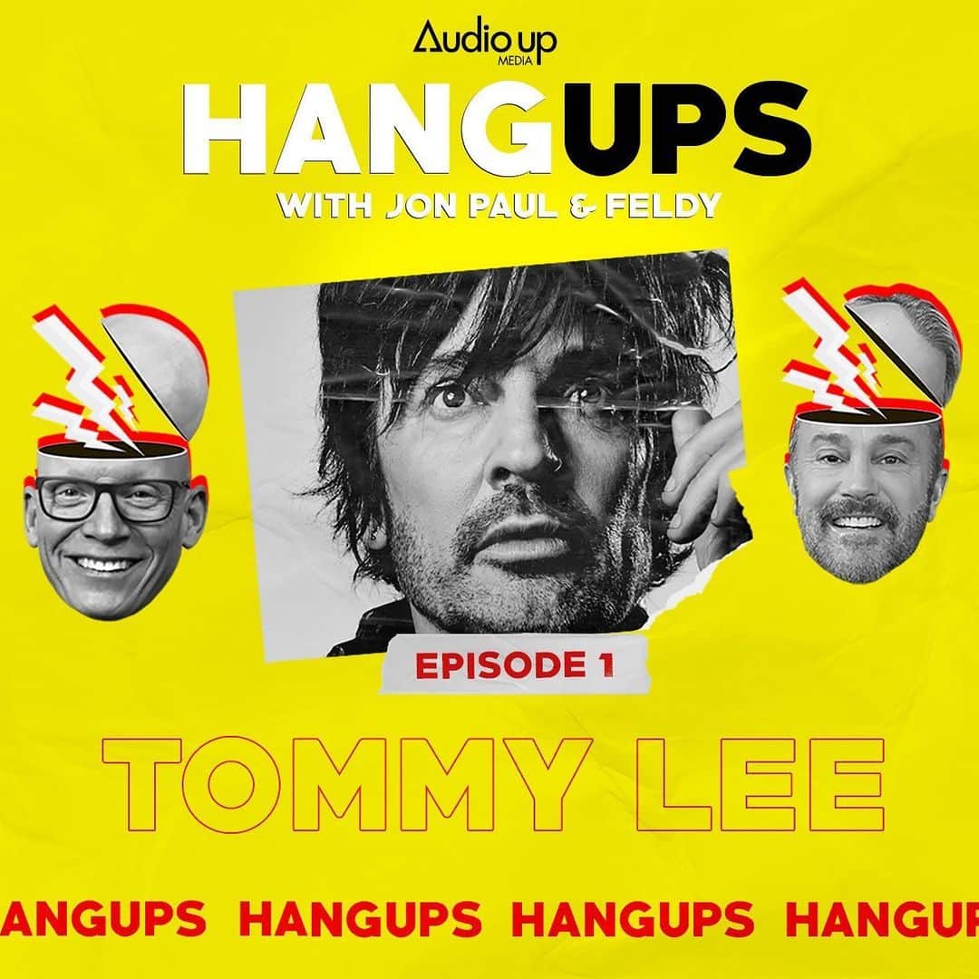 ジョン・フェルドマンのインスタグラム：「I started a podcast with my homie and breathwork teacher @jonpaulcrimi called HANGUPS! 1st 2 episodes are up on all platforms! 1st up is my old band the Electric Love Hogs producer @motleycrue drummer and all around amazing musician @tommylee! 2nd episode is the incredible @brookeburke! Link in bio! @audioupmedia」