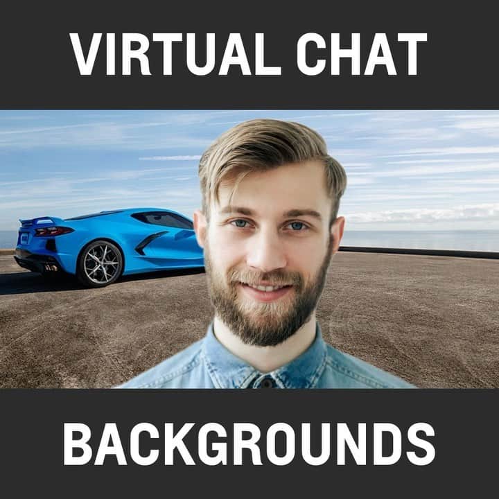 シボレーのインスタグラム：「Show off your #ChevyLove with these backgrounds for your next virtual chat. Head to our Story for the link to download them all.」