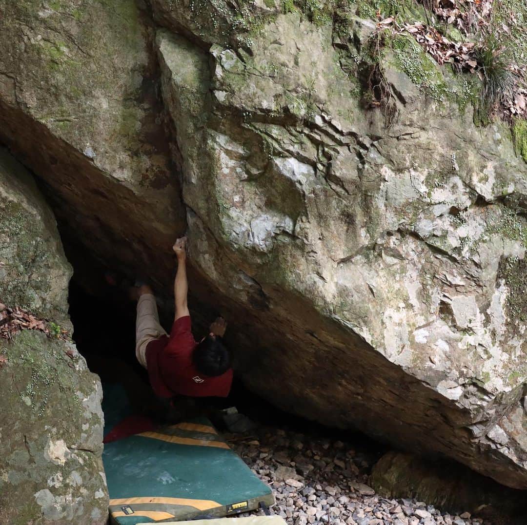 濱田健介さんのインスタグラム写真 - (濱田健介Instagram)「Today, I climbed two boulders. I found these boulders yesterday. Both were V9?? I don’t know.. because too hot. But I enjoyed a lot. 今日は梅雨の合間に岩へ。昨日見つけた岩がなかなか良さげだったので。 昼間は流石に暑くて厳しかったけど、夕方に2本のラインが登れた。 たぶんどっちも2段くらいなんかなー？？ やっぱり岩は楽しかった。 最近はもっぱら岩探しばかりで。ほぼほぼ外れやねんけど。。 岩探して、登って、岩探して、登って、の繰り返しで高校生の頃から変わらんなーと思った。まあこれからも変わらんなやろうけど。 @rockmasterhq  @organicclimbing  @unparallelup  @nogradjustfeeling  @camp1889」6月24日 1時18分 - hamaken87