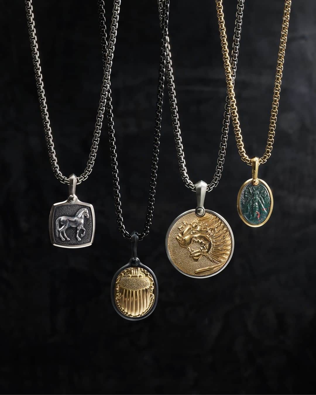 デビッドヤーマンのインスタグラム：「Ancient meaning takes new form in modern symbolism. Our Petrvs Collection takes inspiration from ancient Greek and Egyptian artifacts and coins into contemporary designs with a variety of meaning and history. #DavidYurman」
