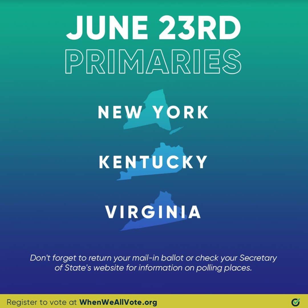 ションダ・ライムズさんのインスタグラム写真 - (ションダ・ライムズInstagram)「Today is #ElectionDay in NY, KY, and VA! Don’t forget to return your #VoteByMail ballot by your state’s deadline or find your polling place to vote today 🗳 Share this graphic to spread the word, and follow @whenweallvote for more information and resources 👏」6月24日 2時28分 - shondarhimes