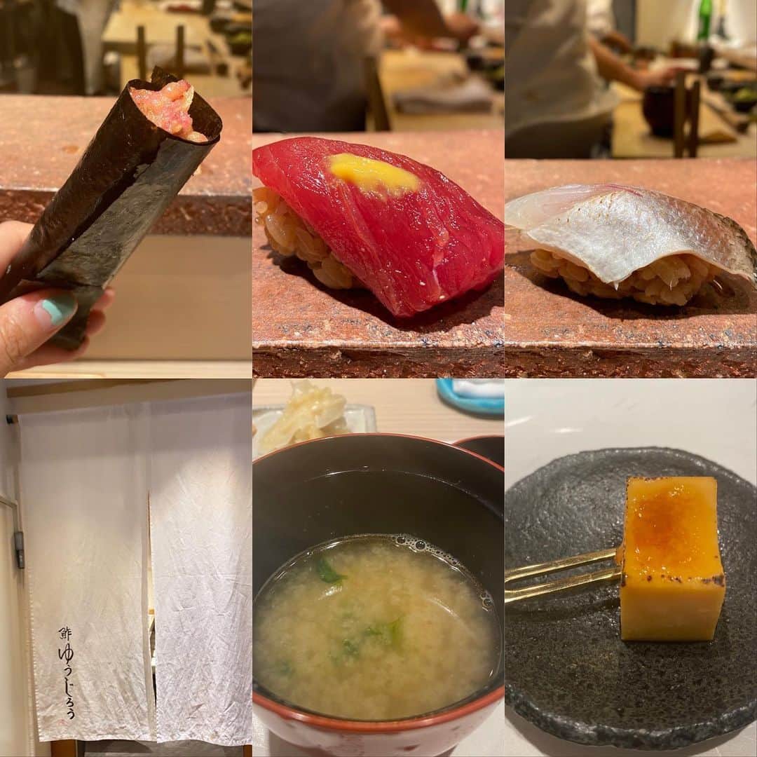 寺口智香さんのインスタグラム写真 - (寺口智香Instagram)「鮨ゆうじろう　@sushi_yujiro  最後の食事はなにが食べたい？ って聞かれると トロと天ぷらって答える こってり大好きわたしが 大絶賛 この中トロ！！！ 生クリームみたいにクリーミーで本当に美味しかった  わたしはゆうじろうコース食べたけど 北新地なのに コース1万〜あるから 北新地ではコスパ良い  全体的に少し甘めの印象  トレンド感のあるお鮨で 少し変わってたのが 最後の締めのたまごは ブリュレ形式だった . .  #大阪グルメ　#北新地グルメ　#北新地鮨　#大阪鮨　#鮨ゆうじろう #新地鮨ゆうじろう #大阪赤酢寿司 #おすすめ鮨」6月24日 8時53分 - chika_loves