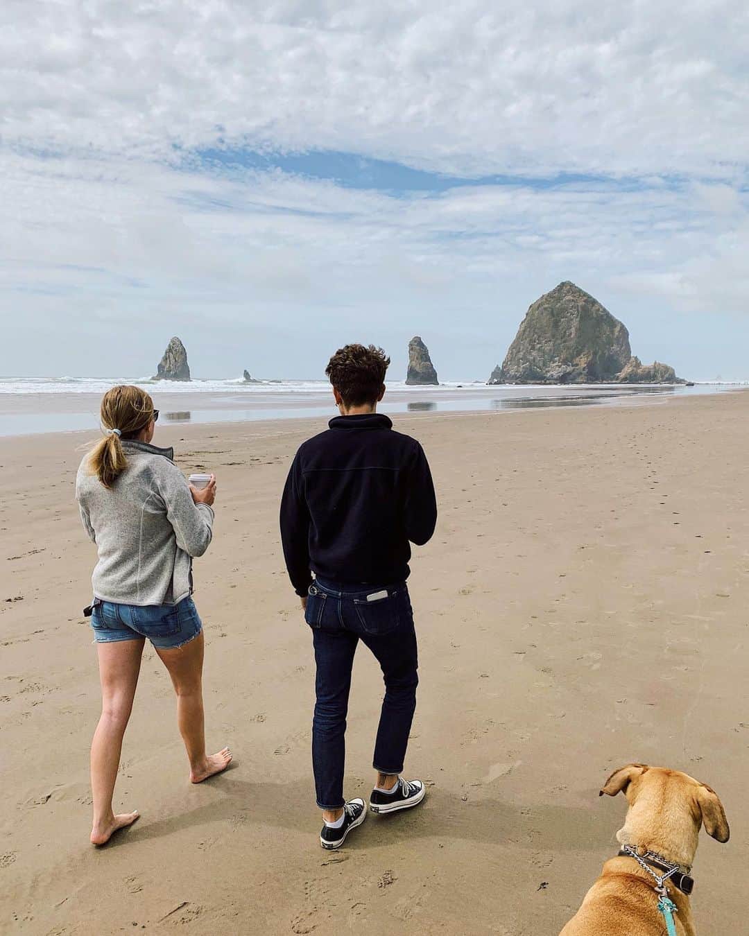 コナー・フランタのインスタグラム：「there’s a baby hidden in this photo, and I doubt you’ll know where.. do yourself a favor and check the next slide 🥺  ps coffee walks along the coast with family and a pup is serotonin in it’s purest form」