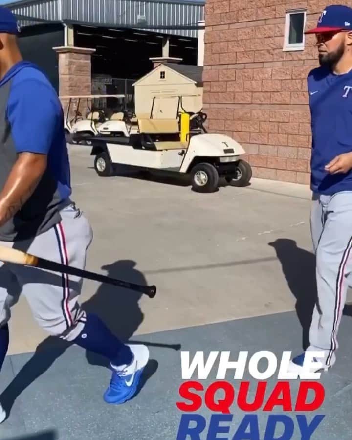 ロビンソン・チリノスのインスタグラム：「Whole Squad Ready #togetherwe #baseball is #back #texas #rangers #mlbpa」
