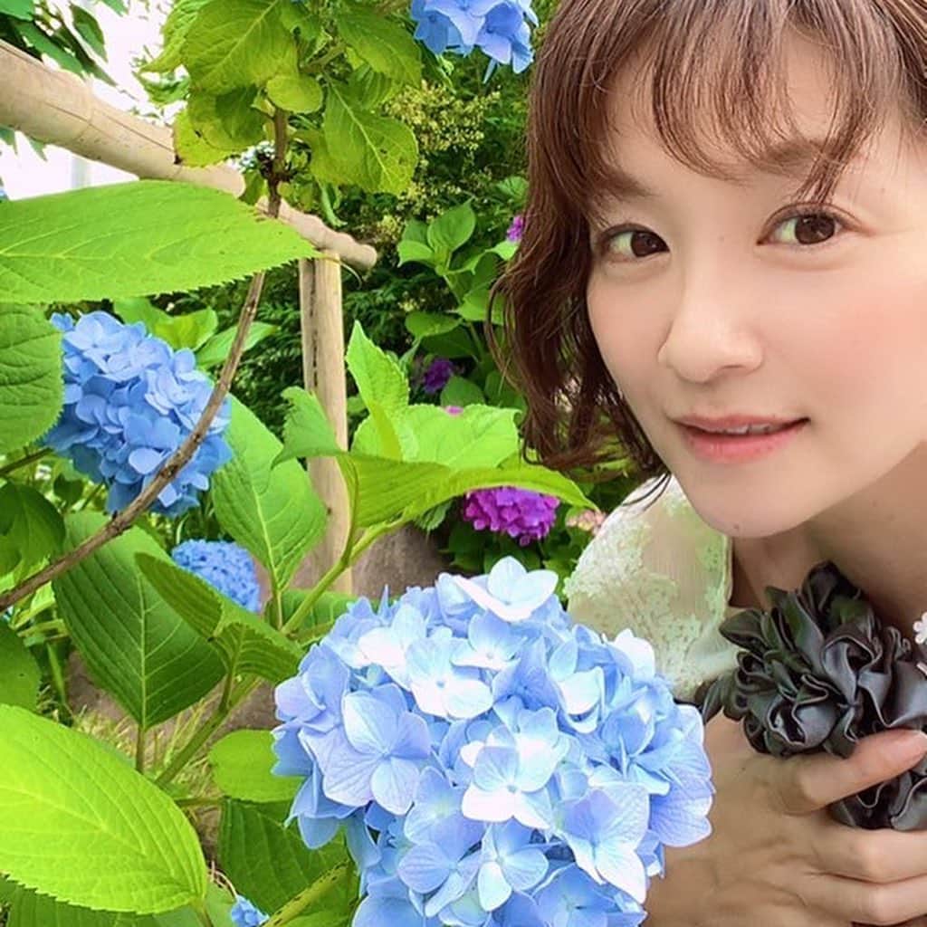 武藤乃子のインスタグラム：「💐 良かった、キレイな時期に間に合った✨ みどり市にあるアジサイ寺。  二男はまだ自粛登園で、相変わらずステイホームが長いので、お出かけ気分でリフレッシュできました♬  追伸:眠い眠いで体調悪くて、顔がボケーっとしてます。悪しからず。  #松源寺  #アジサイ寺  #あじさい寺  #みどり市 #群馬県  #群馬」