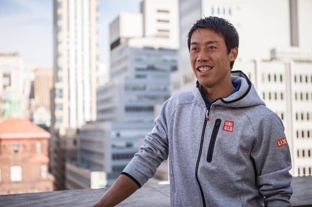 のインスタグラム：「2016年8月 NYザキタノホテルでの撮影。 NYの街並み × 錦織選手  #錦織圭 #teamairweave #エアウィーヴの宝物」