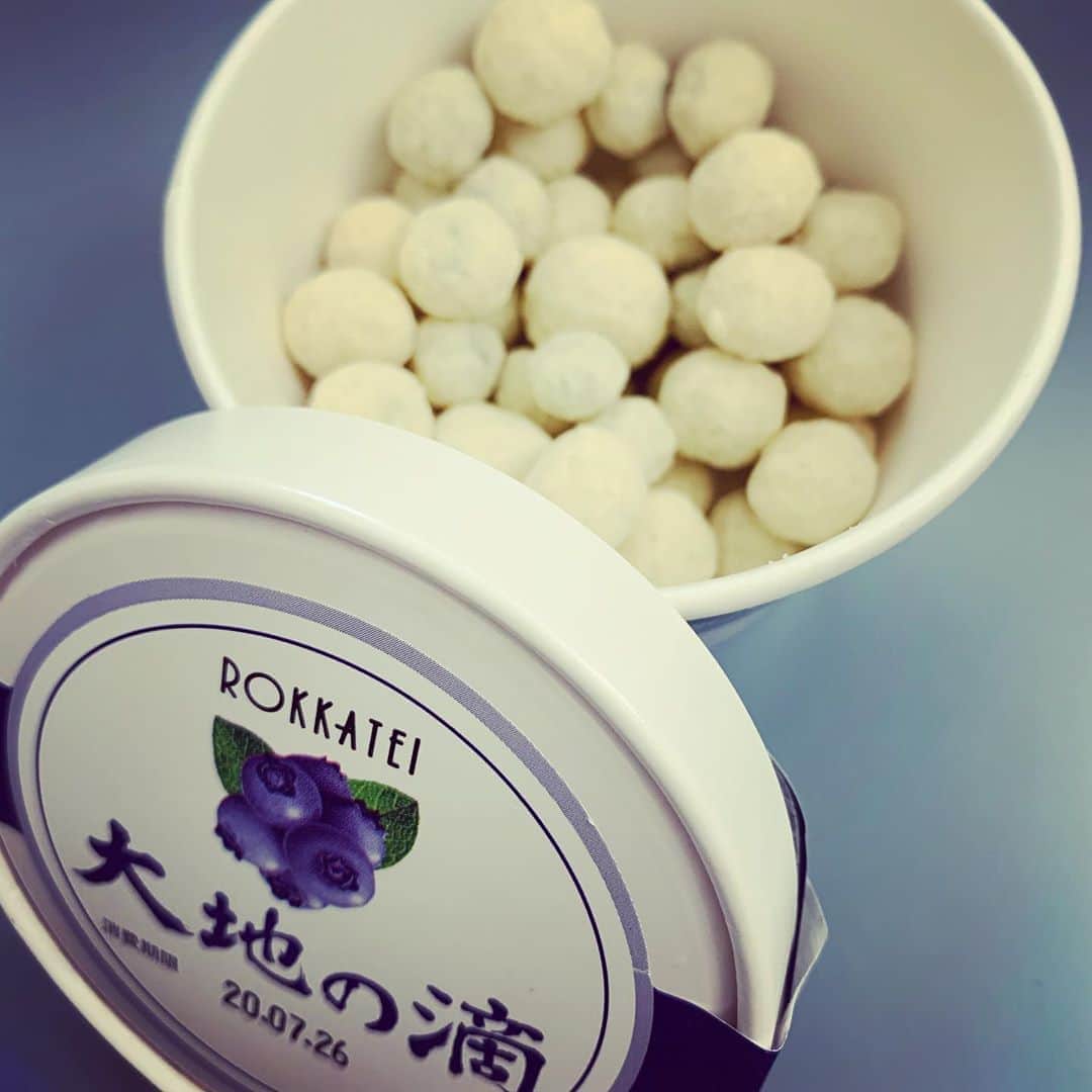 加藤千恵のインスタグラム：「六花亭が、ブルーベリー×ホワイトチョコという、また恐ろしいお菓子を販売していた……！　「大地の滴」。普段はどちらかというとホワイトチョコを敬遠しがちだけど、六花亭は別。気づいたら一瞬で食べ終えていた。賞味期限短いし、店舗に並ぶ期間も10日間くらいしかないらしい。手に入る人はみんな食べて……！」