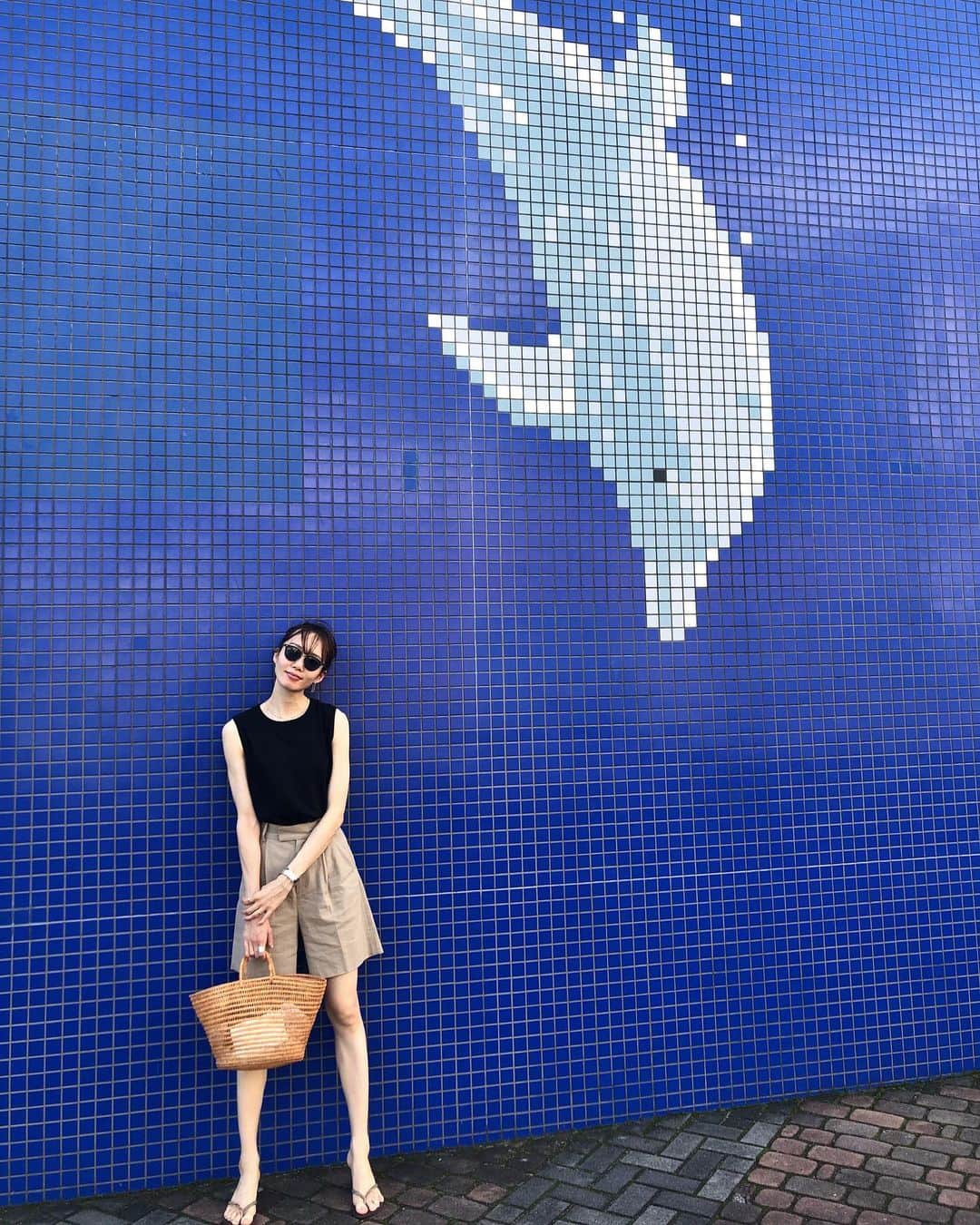 関絵理子さんのインスタグラム写真 - (関絵理子Instagram)「久しぶりに晴れて 海を見に行った日📸  tops @hanes_japan  pants @norc.jp  sandal @hawaiianas_oficial  bag @lifes_store  sunglasses @bj_classic_collection   ・ ・ ・ #夏の日 #黒タンク #夏服 #八景島 #イルカ #しふく #ハーフパンツ #shortpants #summeritem #일본패션 #사복패션」7月23日 19時14分 - erikopanda