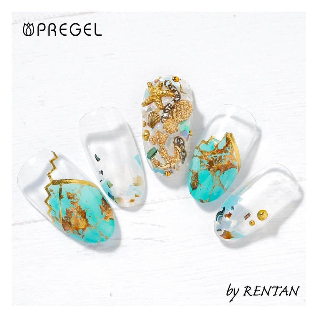 PREGELさんのインスタグラム写真 - (PREGELInstagram)「⇒⇒スライドしてね⇒⇒﻿ @swallonnail_rentan 先生の作品をご紹介💓﻿ TREND NAIL LESSON掲載作品をご紹介♪﻿ ﻿ [使用商材]﻿ エクセレントベース﻿ キャンジェル﻿ スカルプ&トップ﻿ L460 オーシャンサーフ﻿ L459 ソングオブグリーン﻿ M021 マザーズホワイト﻿ S211 クリアブラウン﻿ 8001 リキッドメタルゴールド﻿ ﻿ プリアンファ製品の﻿ ご購入はこちらのwebショップ&店舗へ💁‍♀﻿ ▼プリモール﻿ @nail_premall﻿ ▼ジョイアート﻿ @joyartofficial﻿ ▼プリクシー﻿ @prexyofficial ﻿ 各店でもご購入頂けます⭐️﻿ ▽キャンディポケット公式﻿ @candypocket_official﻿ ▽心斎橋店﻿ @candypocket.shinsaibashi﻿ ▽梅田店﻿ @candypocket_umeda﻿ ▽神戸三宮店﻿ @candypocket_kobe﻿ ▽五反田店﻿ @candypocketgotanda﻿ ▽園田店﻿ @candypocket.sonoda﻿ ▽町田店﻿ @candypocket_machida﻿ ▽柏店﻿ @candypocket_kashiwa﻿ ﻿ #プリアンファ﻿ #プリジェル﻿ #プリジェルミューズ﻿ #プリムドール﻿ #きまぐれキャット﻿ #ミューズ﻿ #トレンドネイル﻿ #デザインネイル﻿ #ジェルネイル﻿ #ネイル﻿ #インスタネイル﻿ #美甲﻿ #gelnails﻿ #artnail﻿ #designnail﻿ #네일﻿ #여름네일﻿ #ネイルアート﻿ #アートネイル﻿ #トレンドネイル﻿ #スキンカラー﻿ #クリアネイル﻿ #ビジューネイル﻿ #シンプルネイル﻿ #サマーネイル」7月23日 19時14分 - pregelofficial