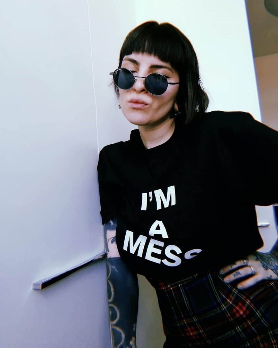 アンダーグラウンドのインスタグラム：「@041192_ wears the IM A MESS T Shirt. Wherever you are and whatever you are doing have a great Sunday.⁠ ⁠ ⁠ **Step by step we work to improve our environmental footprint. As an independent company we can use our freedom to select products from ethical and local suppliers and we are able to commit to small batch production. Our T shirts are all screenprinted in a family owned London Studio**」