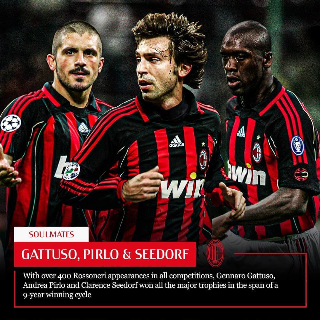 ACミランさんのインスタグラム写真 - (ACミランInstagram)「Gattuso-Pirlo-Seedorf: Coach Ancelotti's three-man midfield perfection 🔝🔴⚫ #SempreMilan」7月20日 0時07分 - acmilan