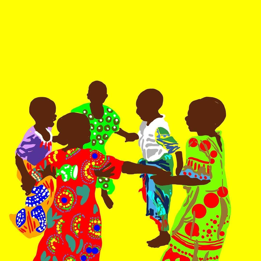 Metisさんのインスタグラム写真 - (MetisInstagram)「最近描いたお気に入りの絵はこれ🖼 気分が落ち込みそうな日には明るい色を沢山見たり、塗ったりする。1番元気になれる色は黄色かな👍勇気の色。太陽の力☀️繋がりの輪。  Metis  #metis#元気が出る #色#ビタミンカラー#黄色#tropical#アフリカン#kids#カラフル#おはようございます#people#happyfamilytrer#デザイン#陽気#太陽#笑顔」7月20日 8時55分 - metis_0328