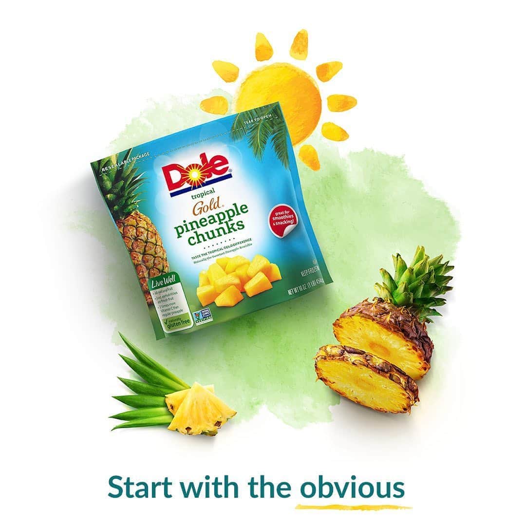 Dole Packaged Foods（ドール）のインスタグラム：「This #NationalIceCreamDay recipe goes out to our dairy-free fans with Dairy-Free Dole Whip. That way no one gets left out of such a delicious day. Enjoy!   Ingredients: 3 cups frozen DOLE® Pineapple Chunks 1 cup DOLE Pineapple Juice 1 cup Coconut Milk Creamer or Oat Milk 3/4 cup frozen DOLE Mango Chunks   Steps: Combine all ingredients in a blender and blend until smooth. Serve immediately by scooping into a bowl or piping from a pastry bag with a start tip for a fun Dole Whip inspired visual. Store in a freezer for up to 2 weeks* * Chef's Tip: In order to achieve soft serve consistency when taking out of the freezer, place 2 cups of frozen base into a blender with 1/4 cup of Dole Pineapple Juice and blend until smooth and soft again.」