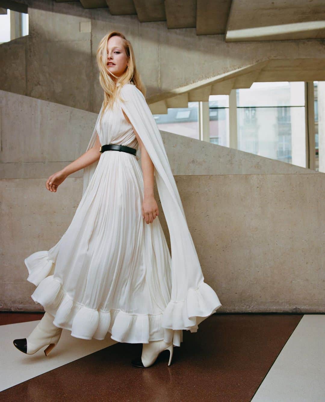 ランバンのインスタグラム：「Floaty and ethereal, the new Charmeuse dresses, available now via link in bio and in stores. #LanvinFW20 #Lanvin  Model: @jean_campbell  Photograph: @oliverhadleepearch Art Direction: @ezrapetronio Styling: @mr_carlos_nazario」