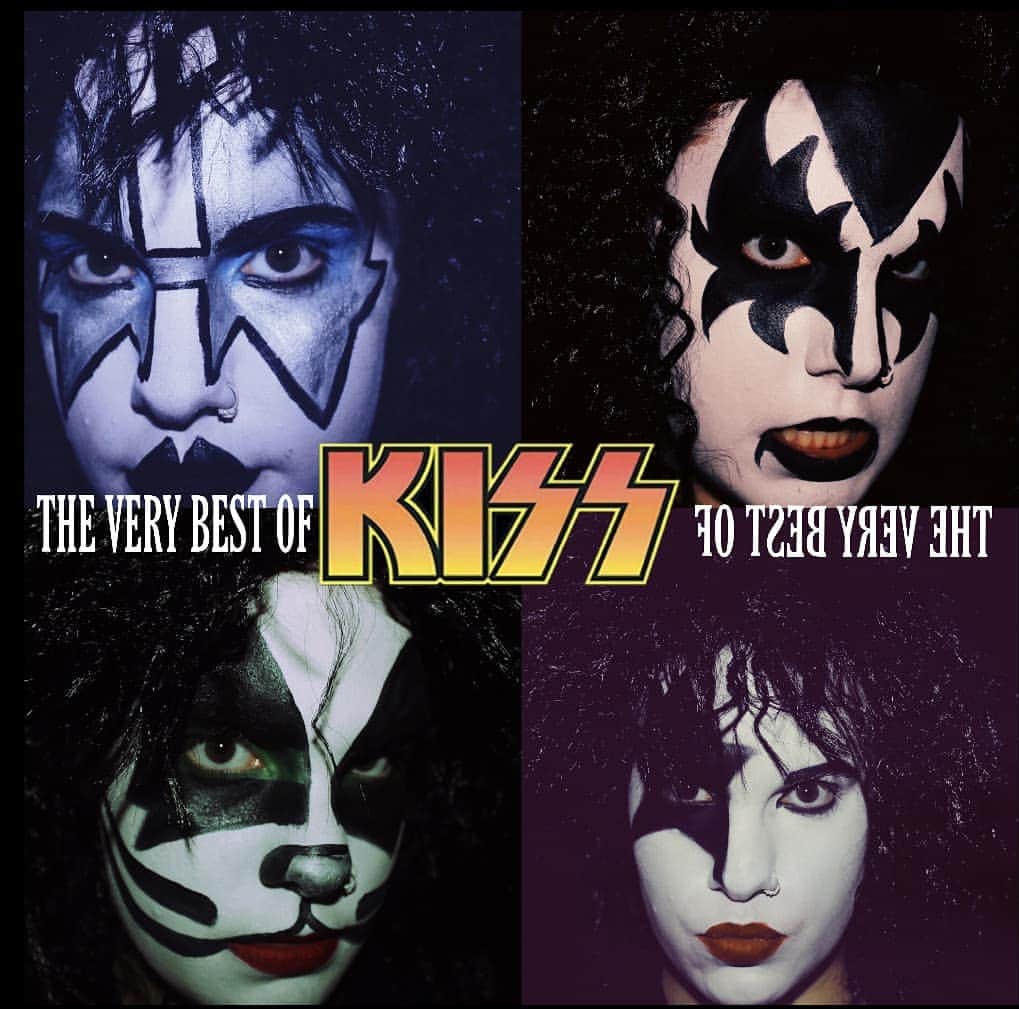 KISSさんのインスタグラム写真 - (KISSInstagram)「#KISSARMYROCKS! Ashlyn Holloway donning The Spaceman, The Demon, The Catman, & The Starchild makeup to recreate The Very Best Of KISS album cover. Awesome!」7月20日 4時52分 - kissonline