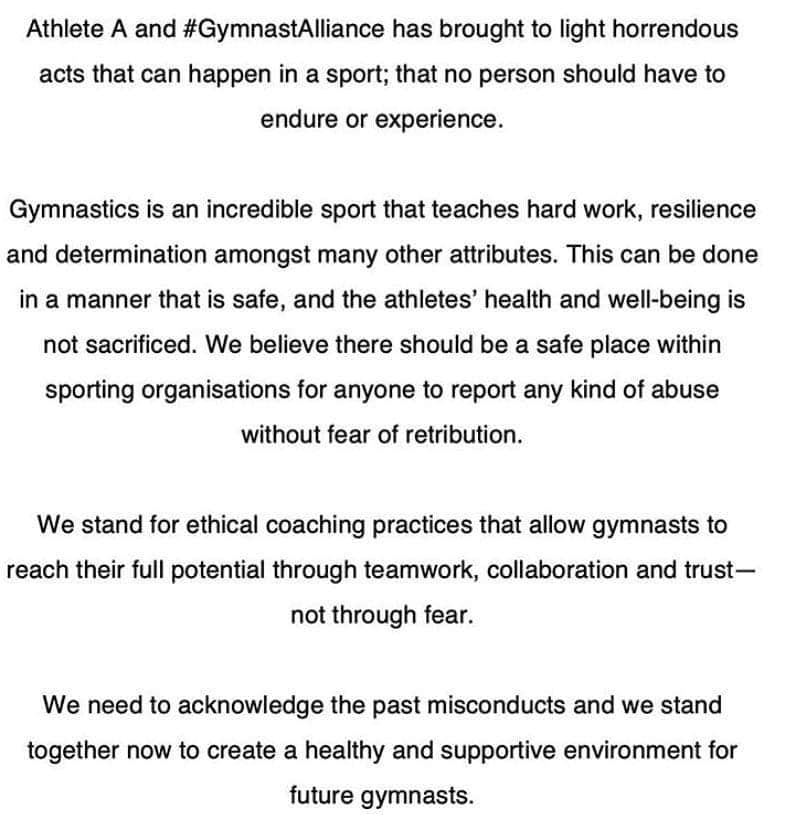 ジェニファー・ピンチズのインスタグラム：「Supporting our Australian counterparts. Repost on your story, grid or twitter if you think gymnasts should be safe and supported wherever they are-  whether here or on the other side of the world #GymnastAllianceAUS 🇦🇺  (Fun fact: Jane Allen, current CEO of BG worked with Gymnastics Australia for 13 years before she came to Britain 🙃)」