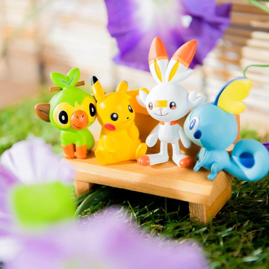 のインスタグラム：「【今日のピカチュウ】 みんなで集まっておしゃべりしているみたい😊 どんなことをお話しているのかな👂❓ #pikachu #grookey #scorbunny #sobble #pokemon #pikachu_snap #photooftheday #talking #ピカチュウ #サルノリ #ヒバニー #メッソン #ポケモン #おしゃべり」