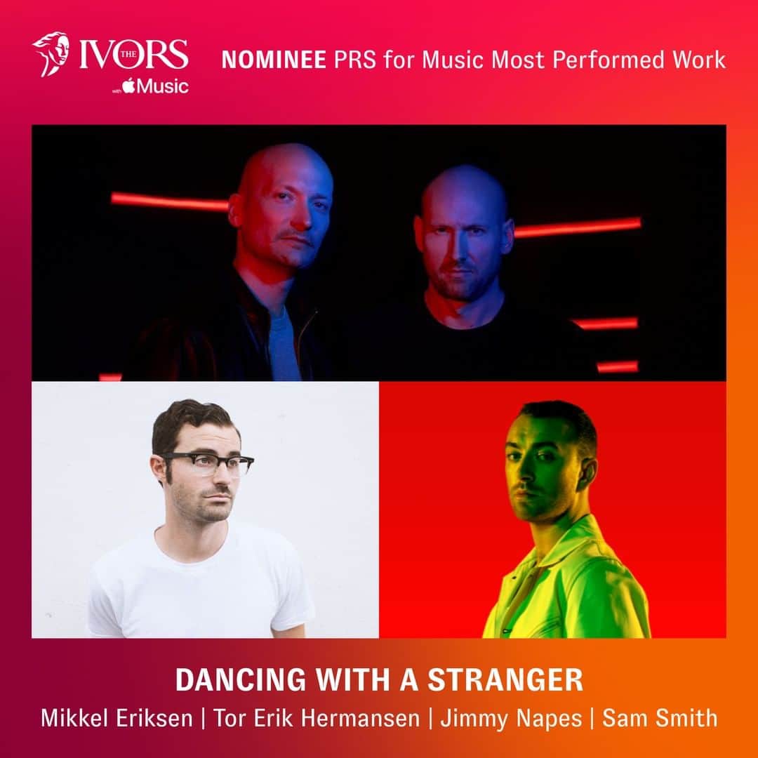 PRS for Musicさんのインスタグラム写真 - (PRS for MusicInstagram)「#TheIvors 2020 PRS for Music Most Performed Work nominee 🎤🏆  Dancing with a Stranger by @Stargatemusic, @jimmynapes & @samsmith  See full list of nominees - LINK IN BIO」7月20日 18時22分 - prsformusic