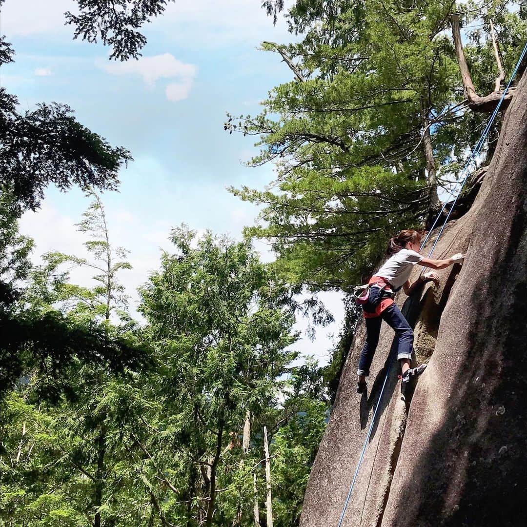 田嶋あいかさんのインスタグラム写真 - (田嶋あいかInstagram)「中学生(？)ぶりに岩に挟まってきました🧗‍♂️﻿ ﻿ 今回はトップロープでしたが、クラックならではの緊張感を感じられて最高に楽しかったです！﻿ ﻿ 一面緑の絶景にも癒されました🤤﻿ ﻿ 一緒に行ってくれた皆さま、ありがとうございました🙇﻿ ﻿ #ロックバランシングも極めたい﻿ ﻿ @mammut_japan ﻿ @unparallelup ﻿ @rockmasterhq ﻿ @organicclimbing」7月20日 15時08分 - tajimaaika