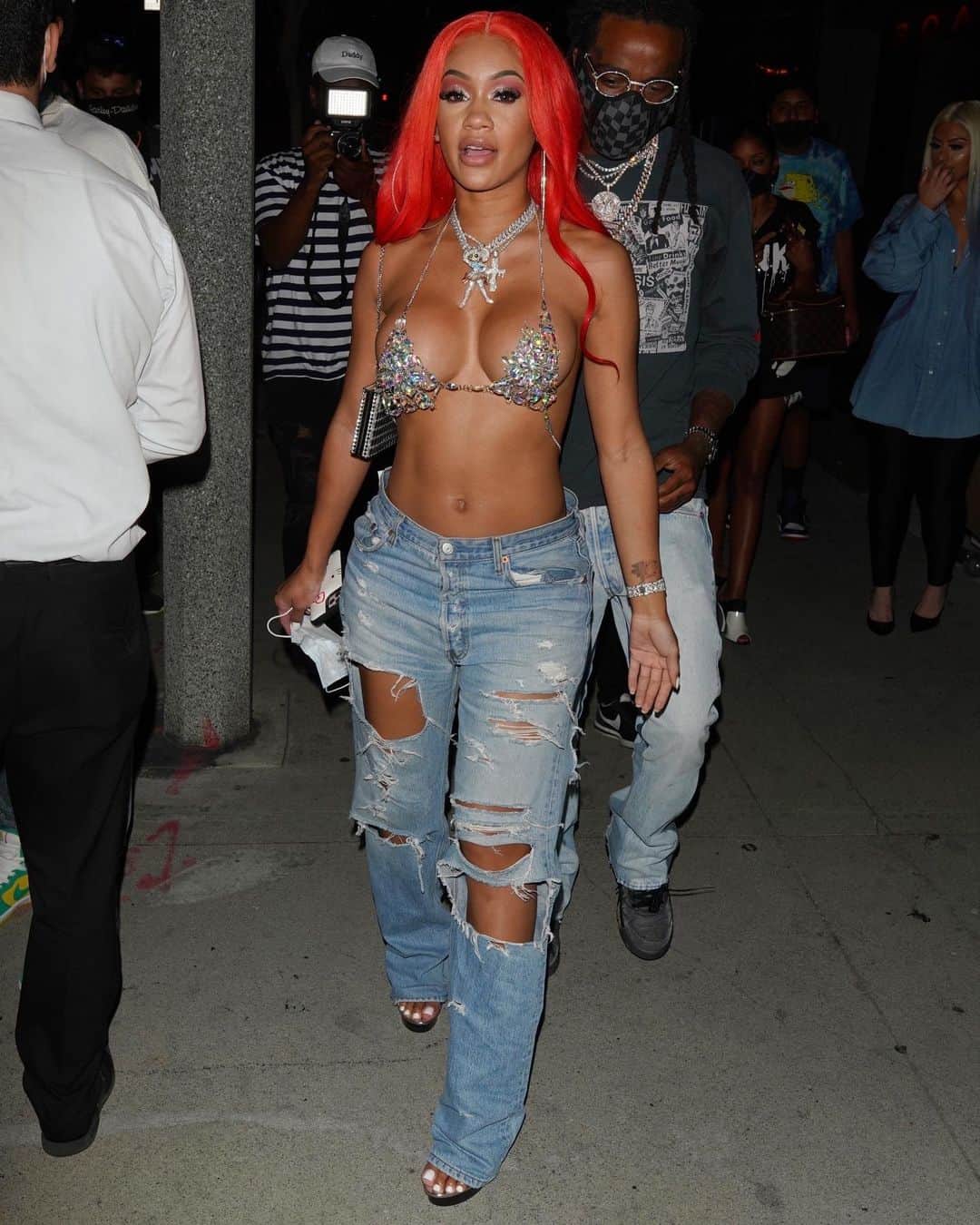 Just Jaredさんのインスタグラム写真 - (Just JaredInstagram)「@saweetie rocks a bedazzled bra during a date night with boyfriend @quavohuncho in WeHo! #Saweetie #Quavo Photos: Backgrid」7月20日 16時00分 - justjared