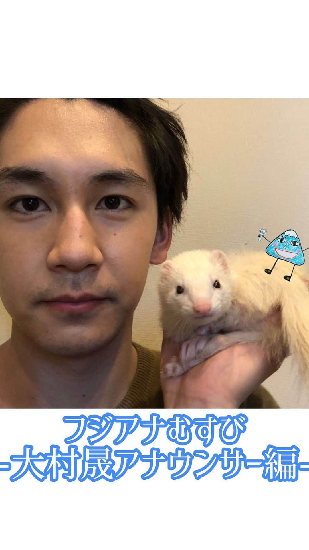 フジテレビアナウンサーのインスタグラム：「川野さん 素敵な風景の数々！ 自宅での時間が増える中で大変癒されました！！ 自由に旅行できる日が待ち遠しいですね…  さて、今回は入社7年目の大村晟がお送り致します。 癒しといえば、うちで飼っているフェレットのパールに癒されています！  1番のおすすめは、 モチモチのお腹ですね！ 全身真っ白の毛の中で唯一ピンク色のお腹をくすぐると、なんだか嬉しそうにしています（気のせいかもしれません）。  ん、パールが何か言いたげな表情でヒョコヒョコ付いてきた。  なになに？？ 動画を作ったので見てほしい？ 一日かけて作ったの？  なるほど。 フジテレビアナウンサーの公式インスタって、結構フォロワー数いるよ？ それでも見てほしいの？ わかったわかった。  ということなので、 ぜひ温かい目で見てあげてください！  お次は、 ノンストップでも一緒に仕事をしている、 No.1愛されキャラの杉原アナにつなぎまーす！  最近家で一人で踊りまくっているという噂を聞いたんだけど、どんな感じなのー？？  #フジアナむすび #大村晟 #フジテレビアナウンサー」