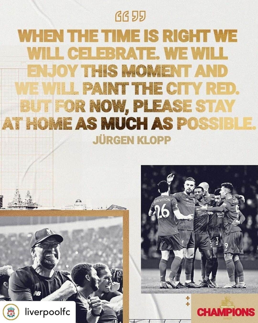 プレミアリーグさんのインスタグラム写真 - (プレミアリーグInstagram)「🔴🙌  #repost • @liverpoolfc When the time is right, we will paint the city Red 🔴 But for now, your safety is the most important thing ❤️ #StaySafe #LFCchampions #LFC #LiverpoolFC」7月20日 19時48分 - premierleague