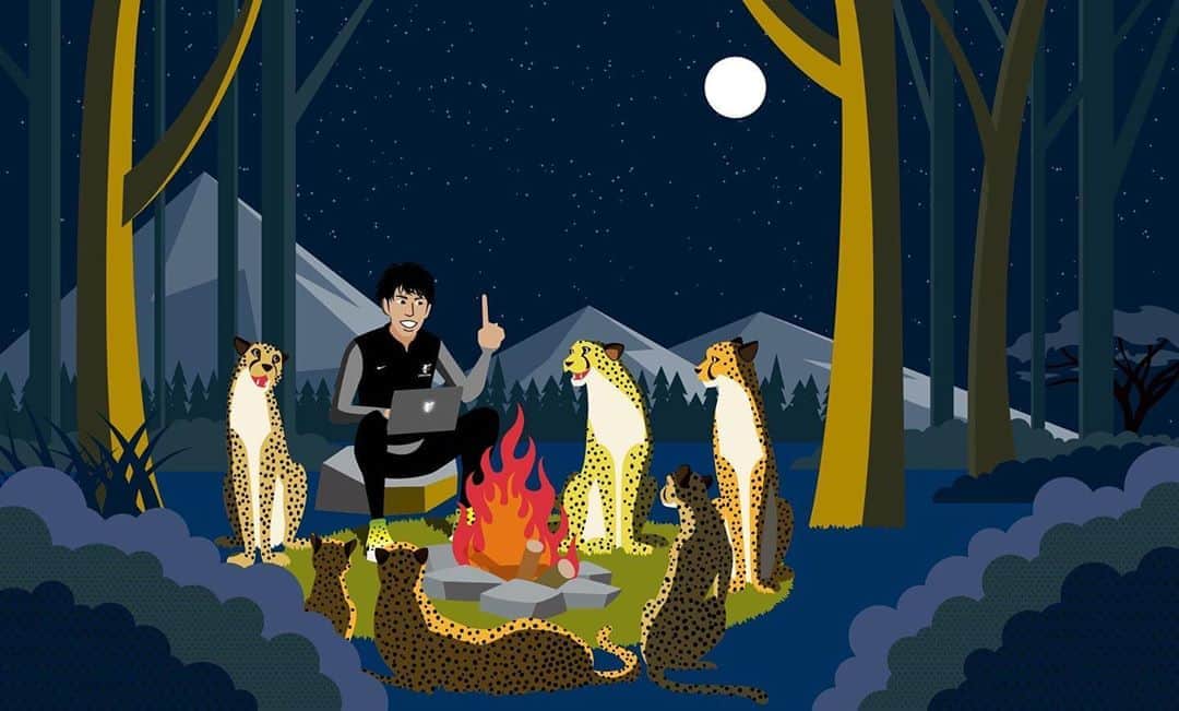 秋本真吾のインスタグラム：「僕が運営する「走る」を考えるオンラインサロン「CHEETAH 」のコンテンツの一つ、zoomを使っての走りについてプロ選手、指導者、スポーツ愛好家まで幅広いメンバーと現在のスポーツ界の課題、走りについての悩みなど質疑応答を実施しているzoomミーティングの名称を﻿ ﻿ Night Safari (ナイトサファリ)﻿ ﻿ と命名しました！﻿ ﻿ 一つ一つをブランド化して価値を提供する。﻿ これからもCHEETAHは新しいコンテンツをサロンメンバーに提供し続けます！﻿ ﻿ イラストはもちろん宮内大樹(@hiroki.38 )さんにご依頼させていただきました。﻿  いつも僕のリクエストにお答えいただきありがとうございます！﻿ ﻿ #CHEETAH #秋本真吾」