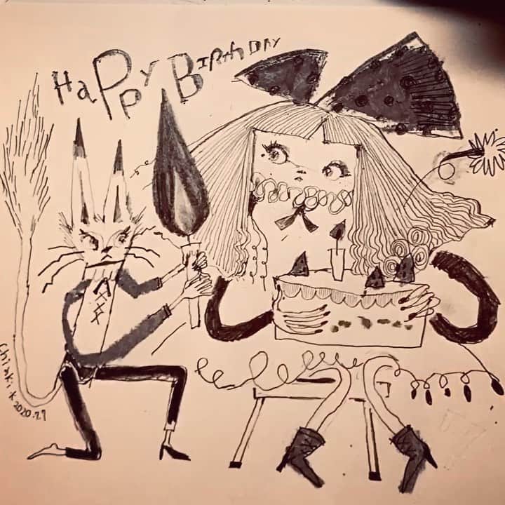 チアキコハラのインスタグラム：「七夕誕生日だったのです。 happy birthdayわたし🎂✨✨🎋 願い事まだしてないので考えよう(*^^*) . #chiakikohara #drawing #pencildrawing #happybirthday  #🎋#七夕#artwork #art #鉛筆画  #タイムラプス #cat #ribbon🎀」