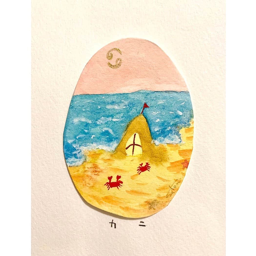 高杉さと美さんのインスタグラム写真 - (高杉さと美Instagram)「もうすぐ新月、空が暗い🌌♋︎ おやすみなさい。  #illustration #♋️ #watercolor  #イラスト #イラストレーション #おうち #海 #蟹」7月20日 22時04分 - satomi_mira