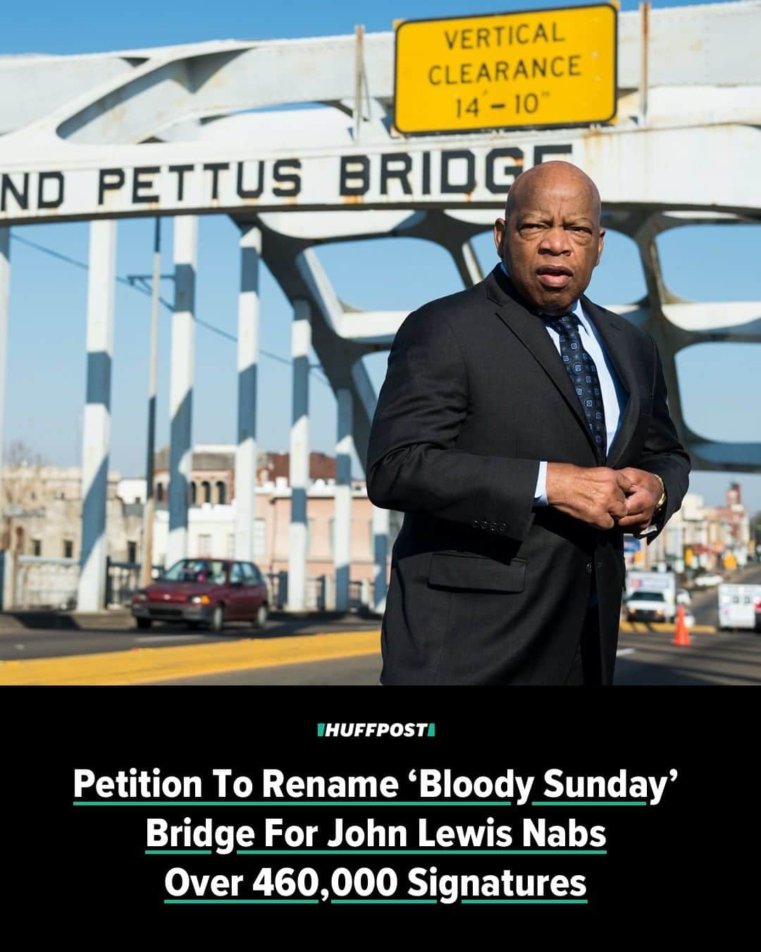 Huffington Postさんのインスタグラム写真 - (Huffington PostInstagram)「More than 460,000 signatures appeared as of Sunday on an online petition that calls for putting the name of late Rep. John Lewis on the Selma, Alabama, bridge where police beat civil rights marchers bloody in 1965.⁠ ⁠ Lewis, who died Friday after a months-long battle with pancreatic cancer, led hundreds of activists across the Edmund Pettus Bridge ― named for a Confederate general and Ku Klux Klan leader ― during a civil rights march on March 7, 1965. Police charged at the marchers, beating them with clubs and firing tear gas at them in an incident that became known as “Bloody Sunday.”⁠ ⁠ The John Lewis Bridge Project, launched last month, seeks to rename the bridge that crosses the Alabama River after the civil rights icon and to remove “other existing signs of the Confederacy.”⁠ ⁠ The death of Lewis —a Democrat who represented Georgia’s 5th Congressional District ― further ignited support for it.⁠ ⁠ “It’s far past time to rename the Edmund Pettus Bridge after Rep. John Lewis, a civil rights icon that nearly gave his life on that bridge,” Michael Starr Hopkins, a political strategist who created the project, said in a statement.⁠ ⁠ “Edmund Pettus was a bitter racist, undeserving of the honor bestowed upon him,” Hopkins added. “As we wipe away this country’s long stain of bigotry, we must also wipe away the names of men like Edmund Pettus.” ⁠ ⁠ Read more at our link in bio. // 📷 Getty Images」7月20日 22時21分 - huffpost