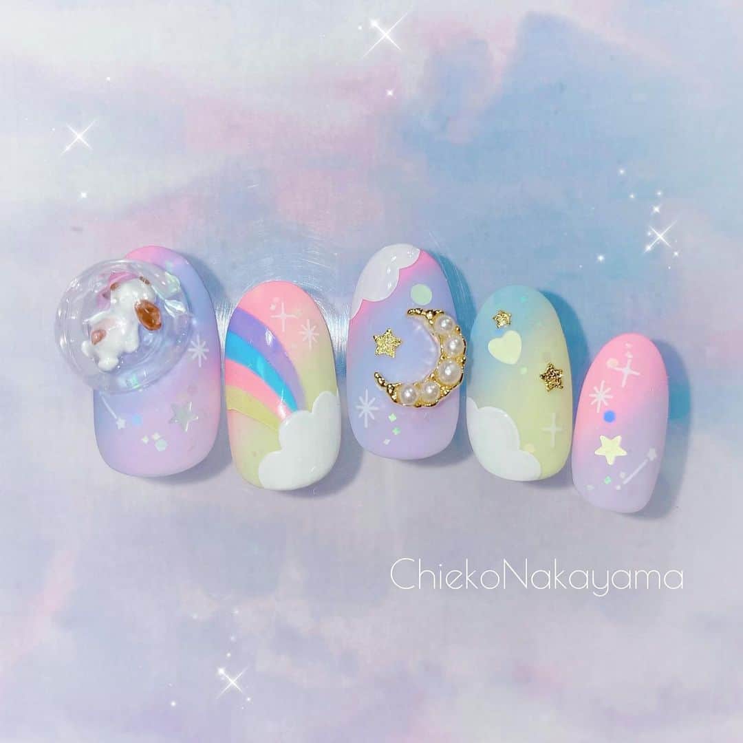なかやまちえこのインスタグラム：「Pastel dream💫⠀ ⠀ PREANFA シリコンモールド 『寝そべり垂れ耳犬』 #nail #nails #nailart #ネイル #美甲 #ネイルアート  #japanesenailart #manucure #japanesenails #manicurist #gelnails #أظافر #네일아트 #미용 #vẽmóng #ngườiđẹp  #เพ้นท์เล็บ #искусствоногтя #artedeuñas #เพ้นท์เล็บเจล #ジェルネイルデザイン #ネイルデザイン #senikuku #nagelkunst #ゆめかわ #ゆめかわネイル #kawaii #kawaiinails #ファンシーネイル #fancynails @candypocket_official @joyartofficial @nail_premall @prexyofficial @kimagure_cat_whim @pregelofficial」