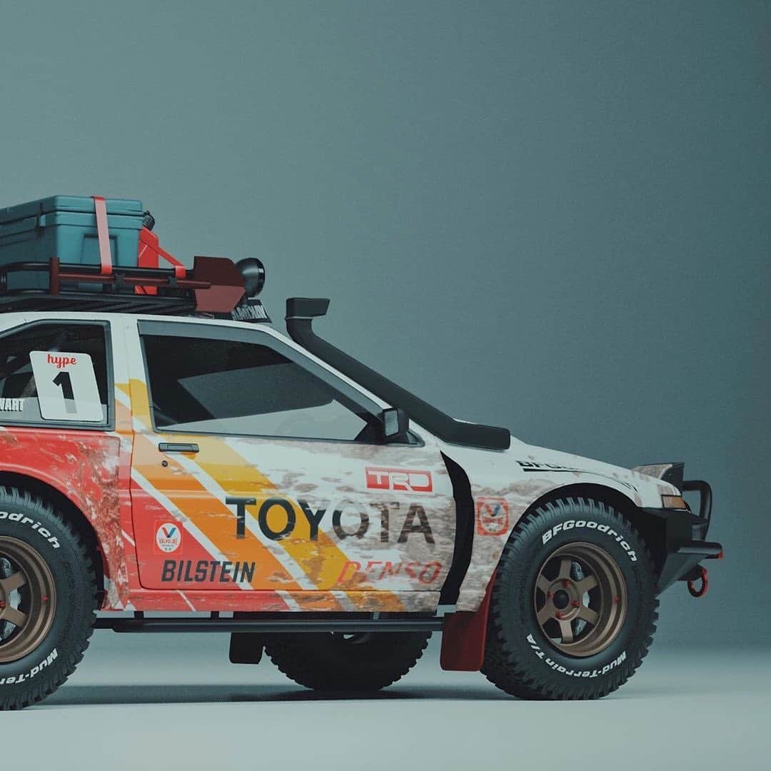 HYPEBEASTさんのインスタグラム写真 - (HYPEBEASTInstagram)「@hypebeastcarclub: This is what a "Pandemic" off-road @toyota AE86 could look like. Digital car tuner/car enthusiast @track_hype rendered this off-road beast by taking the classic Toyota and combining the ruggedness of a 4×4 off-roader in the form of large beefy tires, a roof rack with supplies, a duckbill rear spoiler, and also adds the classic four-color Toyota Racing livery — the same one from Ivan “Ironman” Stewart’s Toyota Baja Trophy Truck. Click the link in bio for more info.⁠⠀ Photo: track_hype」7月20日 22時33分 - hypebeast