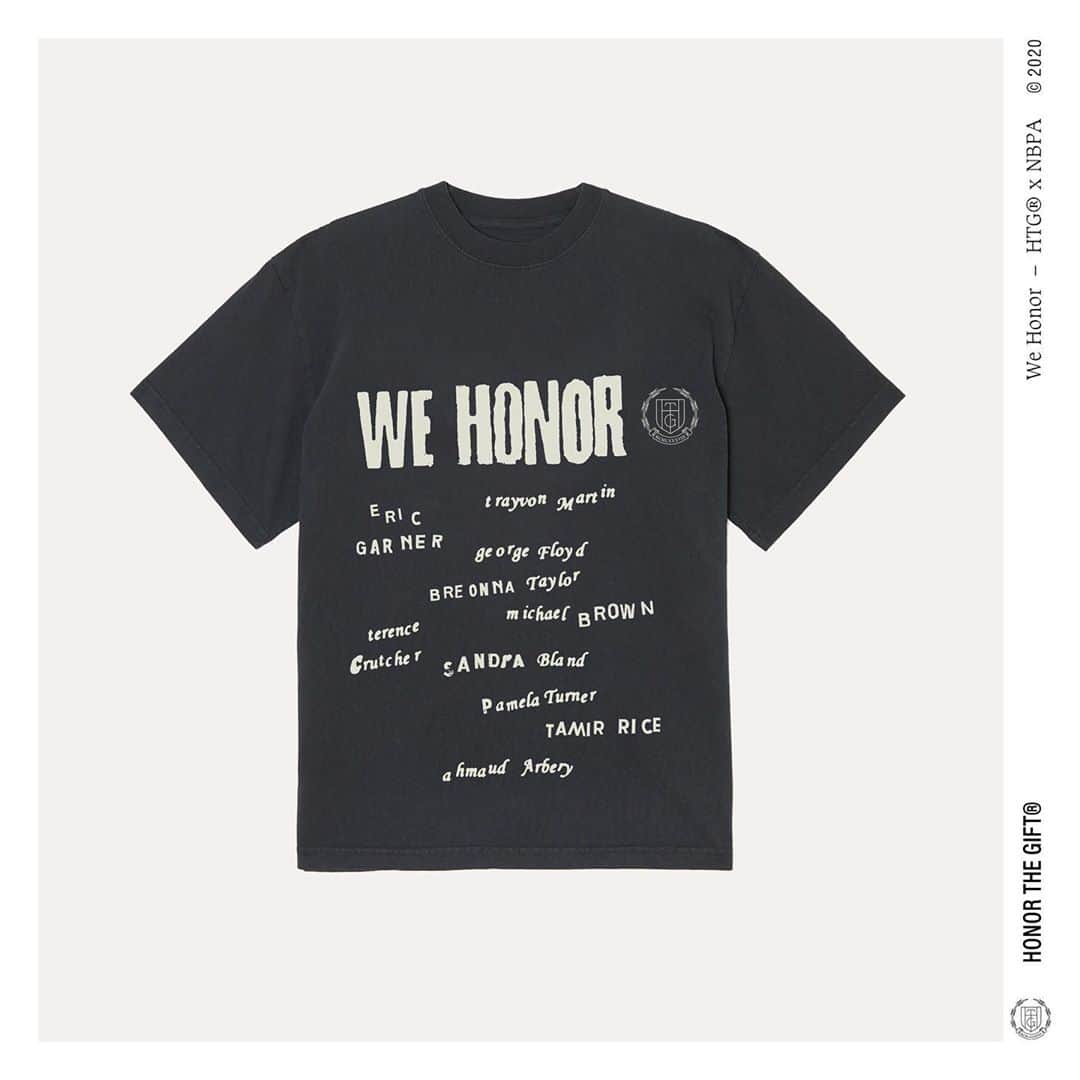 ラッセル・ウェストブルックのインスタグラム：「Honor the Gift is extremely proud to collaborate with the NBPA to create a collection of shirts that allow us players to shed light on social injustice, and honor the victims and families of those who continue to inspire us.」