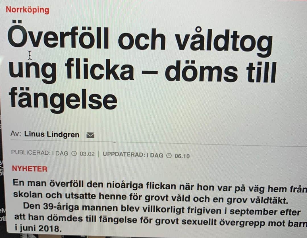 ドルフ・ラングレンのインスタグラム：「Something has to be done! In Sweden, a nine year old girl was attacked, beaten, tied up and brutally raped on her way home from school. The attacker had been recently released from prison for a similar attack against another young girl. He had only spent a year in jail. He was not convicted of attempted murder because he let go of the young girl’s throat before she passed out. It’s sad to see that according to the UN, my home country has the highest rate of rape in Europe - 6,000 women’s lives ruined per year, that’s 20 a day, one per hour. The Swedes deserve better. The court system has to change! 🇸🇪👊」