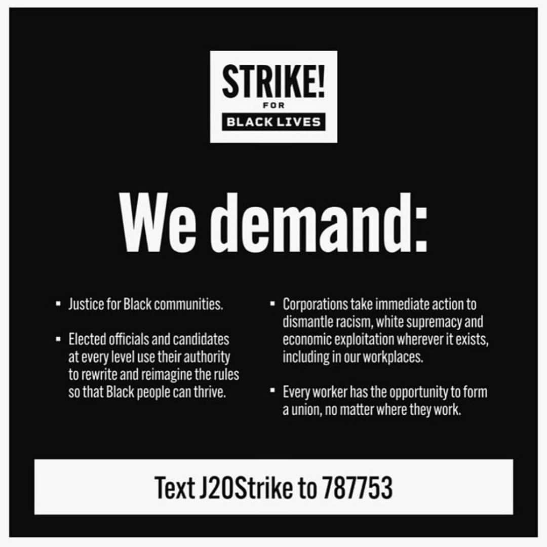 ヒル・ハーパーさんのインスタグラム写真 - (ヒル・ハーパーInstagram)「If you are in a position to, please join us today and thousands of workers to support the #StrikeForBlackLives. Take the pledge to join. Whether masked up in-person or online, step up and show your solidarity. Remember, there is no economic justice without racial justice.   Link in bio for resources about the #StrikeForBlackLives #fightfor15 #ProtectAllWorkers #BlackLivesMatter」7月21日 4時36分 - hillharper