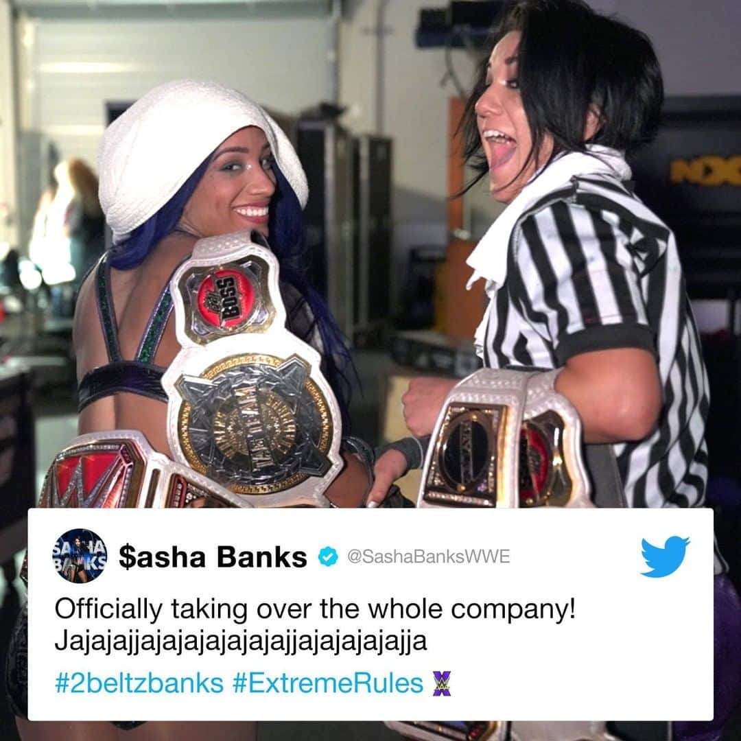 WWEさんのインスタグラム写真 - (WWEInstagram)「Is there a celebration in store for @sashabankswwe and @itsmebayley tonight on #WWERaw? #BayleyDosStraps #2beltzbanks」7月21日 5時05分 - wwe