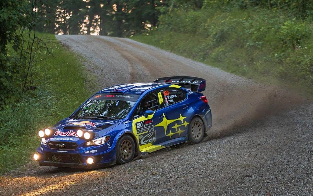 Subaru Rally Team USAさんのインスタグラム写真 - (Subaru Rally Team USAInstagram)「@southernohioforestrally #SOFR2020 Recap: It was an up-and-down weekend for #Subaru at @southernohioforestrally, in our first event of the 2020 season. With the team excited to return to rally and a solid opening stage for both @travispastrana and @brandonsemenuk in the books, news came back on SS2 of an engine fire in the 199 car. Pastrana and Beavis (@chrissiebeavis) were able to get out safely, but their efforts to put out the blaze weren’t successful and their rally was done.  With the team’s hopes now squarely on the shoulders of Semenuk and co-driver John Hall (@john55sp), the Canadian duo found themselves in a close fight for second with Ken Block as the stages continued into the early morning hours.  Brandon continued to build confidence and speed in the #180 WRX STI, taking nine seconds out of Block on SS5 and moving into second overall. Unfortunately a concrete barrier on the rally’s final stage would ultimately catch out several competitors, including both Semenuk and leader Barry McKenna, allowing Block to win the stage and lock up second. Despite a damaged rear suspension, Semenuk was able to bring the car through the final transit section to collect third place--his first-ever ARA Open Class podium in his first outing with Subaru.  The blue and gold will be back on the stages at next month’s @ojibweforestsrally! #PressOnRegardless #subarurally @ara_rally #ara_rally」7月21日 7時49分 - subarumotorsportsusa