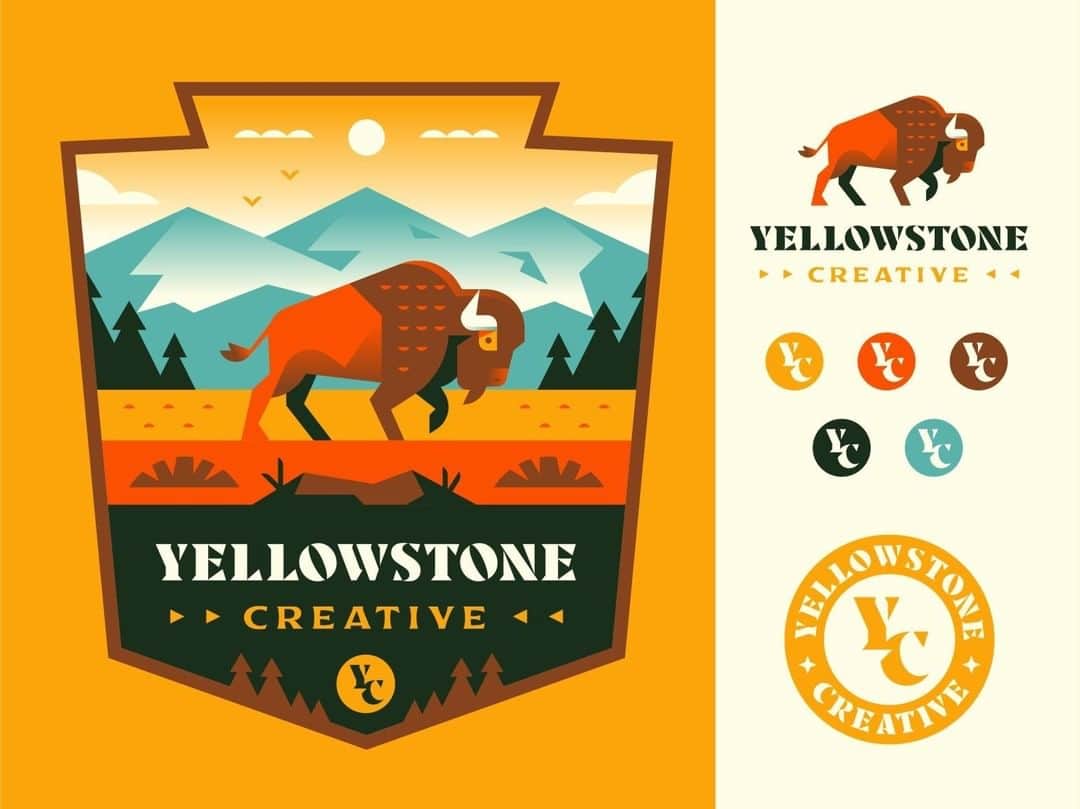 Dribbbleさんのインスタグラム写真 - (DribbbleInstagram)「Yellowstone Creative by Trey Ingram ⠀ ⠀ #dribbble #design #yellowstone #badgedesign #illustration #nationalparks」7月21日 9時27分 - dribbble