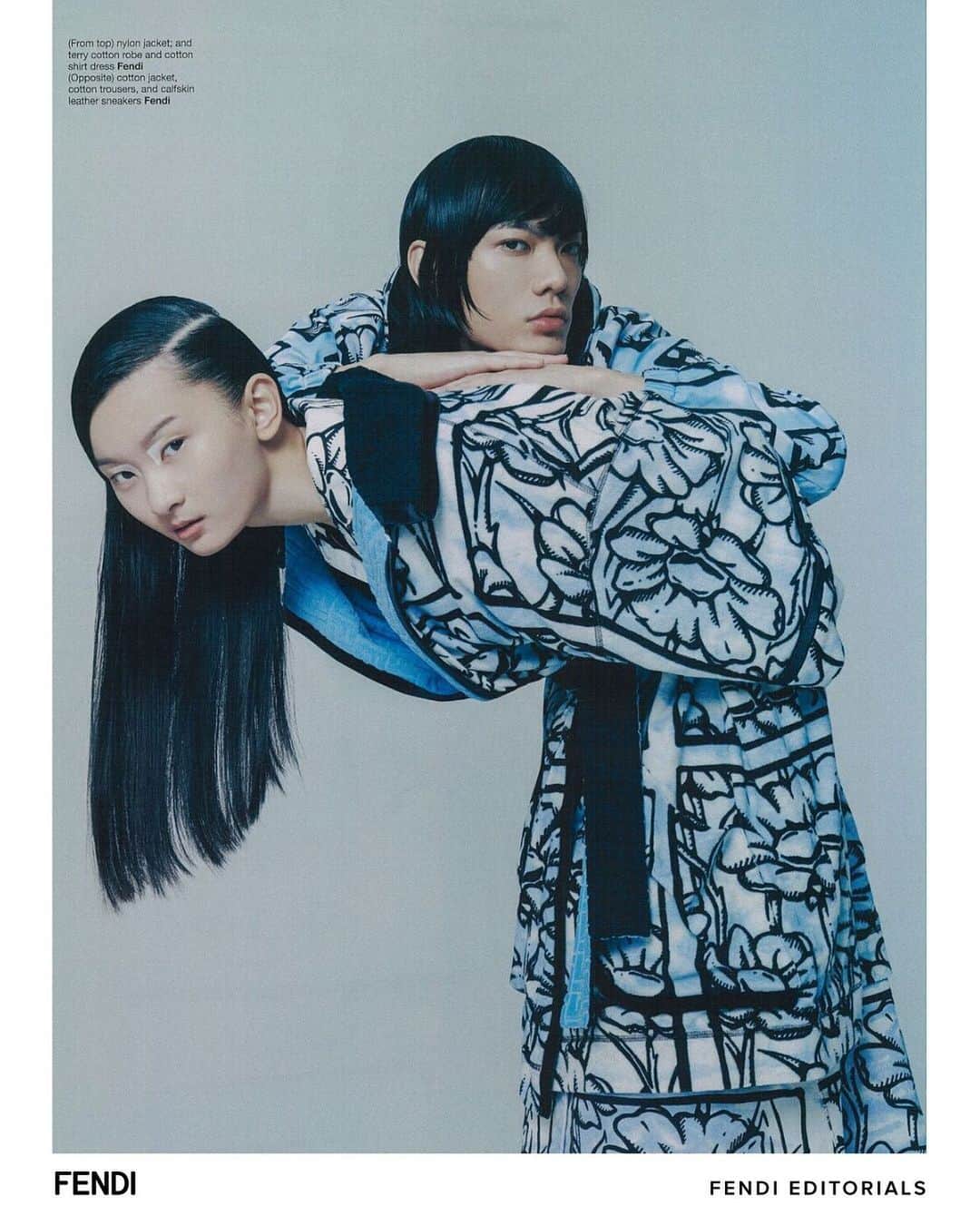 Fendiさんのインスタグラム写真 - (FendiInstagram)「His and hers. Painterly floral prints are the key theme in the #FendiCaliforniaSky collection, as seen in this @manifestomedia editorial. #FendiEditorials #CaliforniaSky #FendiPreFall20  Models: @claritaaa27, @takuro_hama_cheung Photographer : @leungmo Fashion Director: @yeejonathan Stylist: @sarahlam___ Hair: @himng_hair Makeup: @jennyshih_」7月21日 21時24分 - fendi