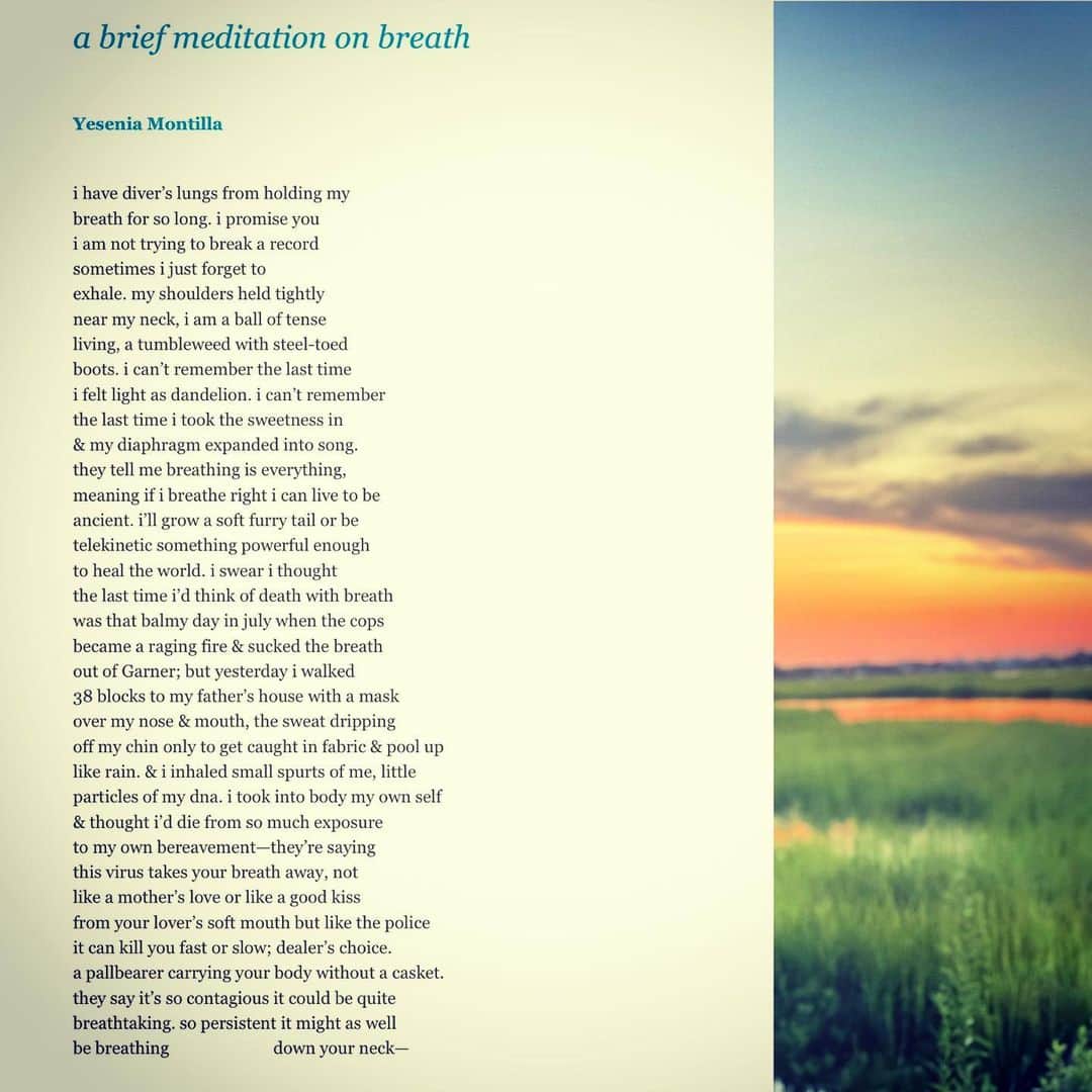 ビジー・フィリップスさんのインスタグラム写真 - (ビジー・フィリップスInstagram)「This is the poem-a-day from @poetsorg. It floored me this morning. It’s so beautiful and I had to share it. Here is what the poet Yesenia Montilla had to say about writing it, “I started this poem at the beginning of the pandemic. I am a part of an incredible women’s writing group led by the incomparable Cheryl Boyce Taylor and she had tasked us to write through uncertainty. I could not help but make the correlation between the inability to take in breath-a symptom of Covid-19 and the loss of breath at the hands of the police- a reality of being Black in America. This was before we knew that this virus would take us in such higher numbers compared to white folks. This was before George Floyd and all that has happened and continues to happen and will continue to happen as we try to get free.” -Yesenia Montilla 💜」7月21日 21時24分 - busyphilipps