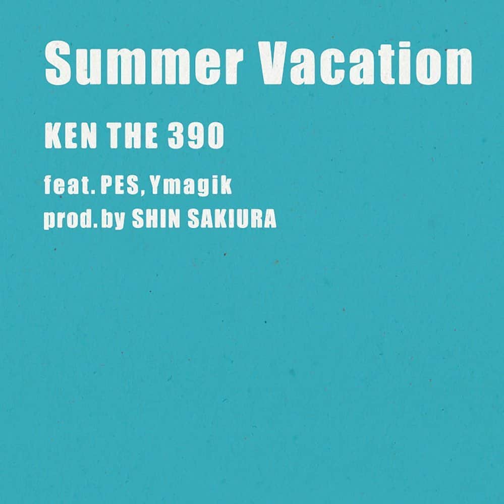 KEN THE 390のインスタグラム：「7/29(wed) NEW RELEASE!!  「Summer Vacation feat. PES, Ymagik (Prod. Shin Sakiura)」  PESさんとYmagikとShin Sakiuraと一緒に夏曲作りました！この長い梅雨が明ける頃にリリースです☀️  @yunosk さんによるジャケットも素敵です。  お楽しみに🙌  #KENTHE390」