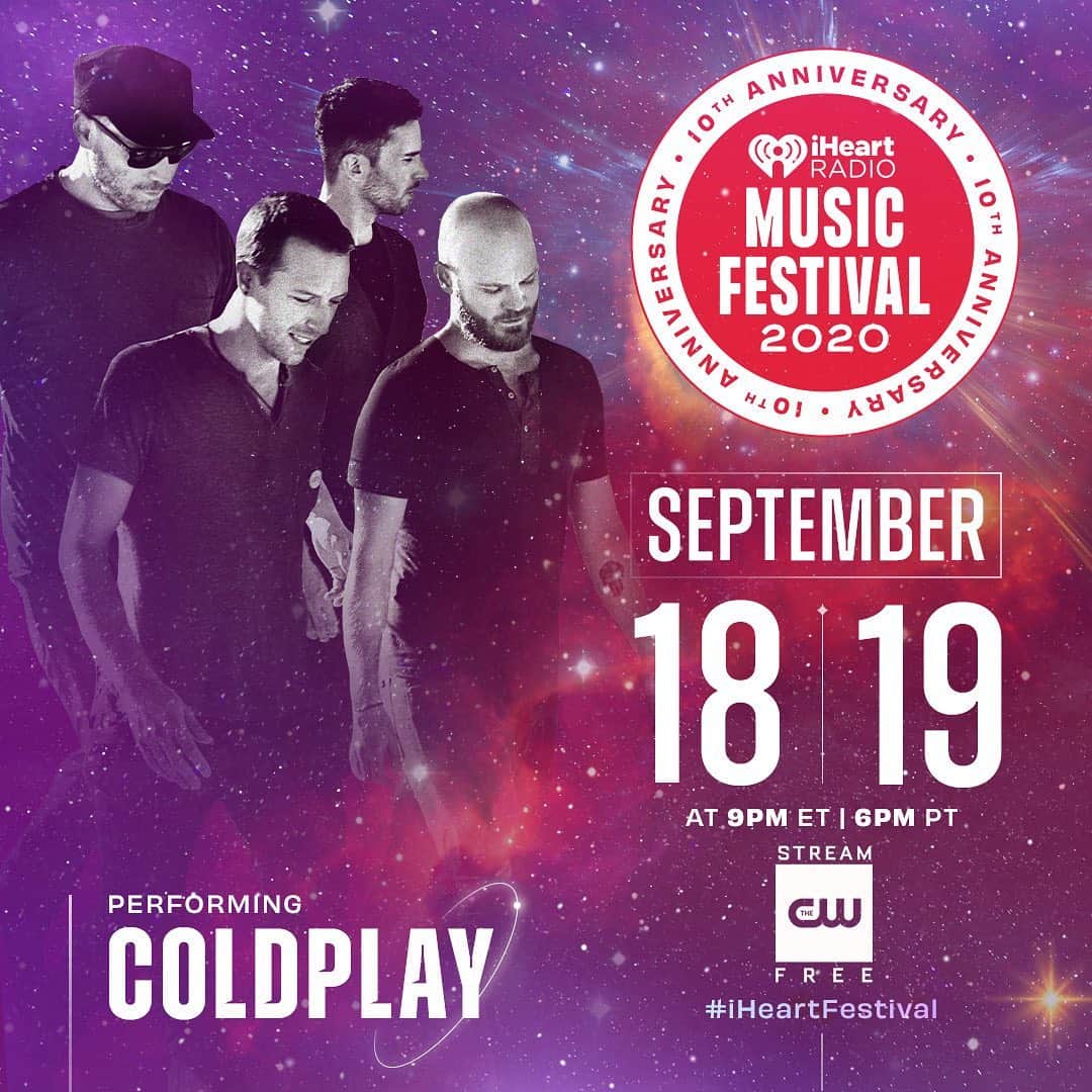 Coldplayのインスタグラム：「Excited to announce we’ll be performing as part of the 10th @iheartradio Music Festival in September. Always an incredible line-up. #iHeartFestival PH」