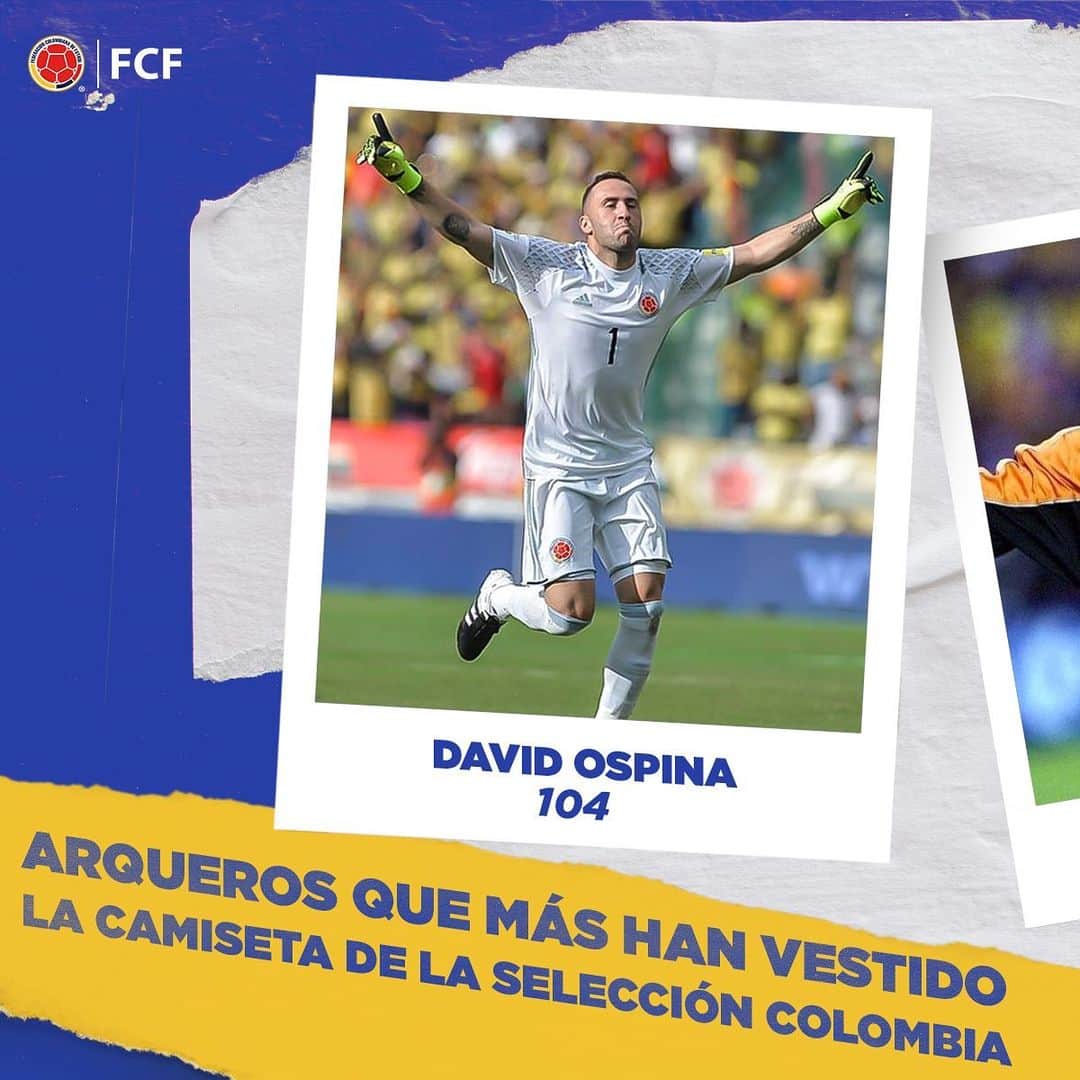 サッカー コロンビア代表チームのインスタグラム：「¿Sabes quiénes son los arqueros 🧤 que más veces han vestido la camiseta de la tricolor 🇨🇴?  1⃣0⃣4⃣ @d_ospina1  7⃣3⃣ @oscarcordoba_  6⃣8⃣ @higuitarene1」