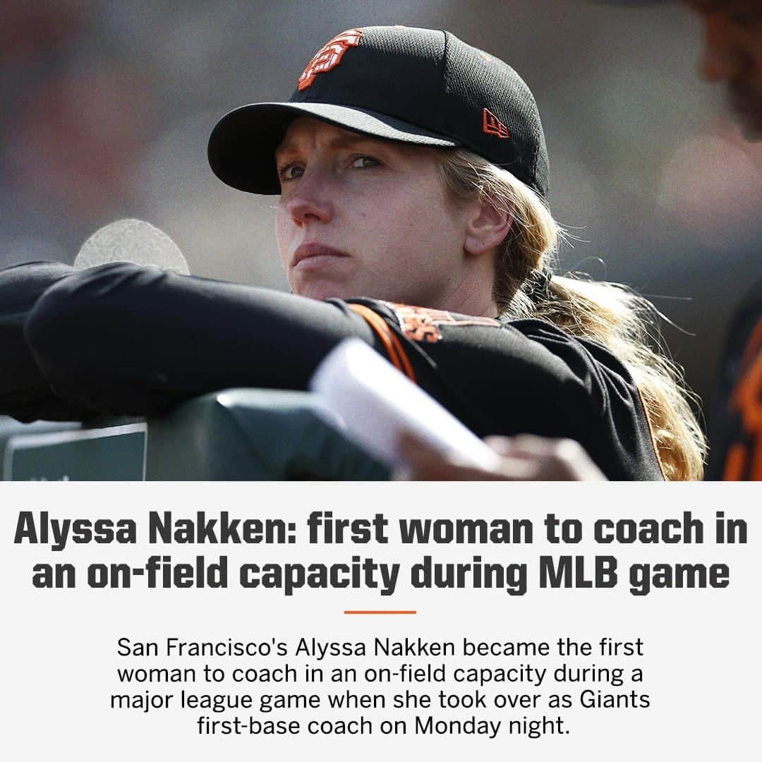 espnさんのインスタグラム写真 - (espnInstagram)「Historic night for Alyssa Nakken and @MLB 👏 @espnw」7月21日 23時15分 - espn