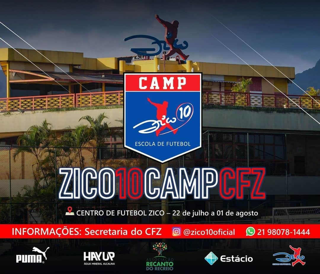 ジーコさんのインスタグラム写真 - (ジーコInstagram)「Está chegando nosso Zico 10 Camp CFZ. Últimas vagas para a primeira semana, esperando por você. Faça contato em @zico10oficial ou pelo WhatsApp 21 98078-1444 e obtenha mais informações. Amanhã, dia 22 a bola rola, e você não pode ficar de fora desse jogo! Férias com muito mais diversão!」7月21日 23時26分 - zico