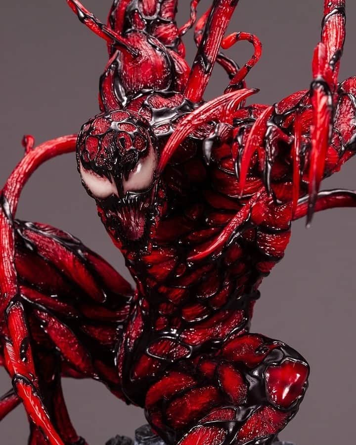のインスタグラム：「The malicious and destructive entity known as Carnage returns to the Marvel FINE ART STATUE line and is now availble for preorder!  Join our official newsletter to get more information about upcoming product releases, online events and contests:  https://mailchi.mp/kotobukiya/newsletter  #carnage #venom #spiderman #marvel #kotobukiya #fineartstatue」