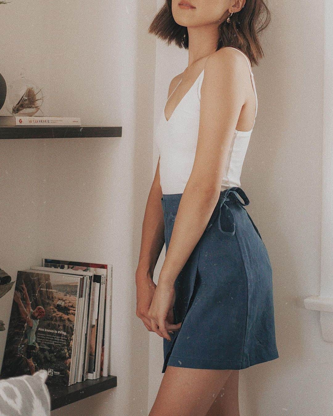 W E Y L I Eのインスタグラム：「Swipe for a preview of what’s coming up for Series III! 🌸 This Series is all about functional & practical constructions that is timeless and modern. Made of natural lightweight fabrics that feels so good in the Summer. I don’t think I’ve ever owned a wrap skirt before and now I feel like I need them in more colors 😂 The skirt & jumpsuit is hand-dyed with natural indigo 💙   The Series will go live tomorrow July 22 @ 9am PST. @shopwomn」