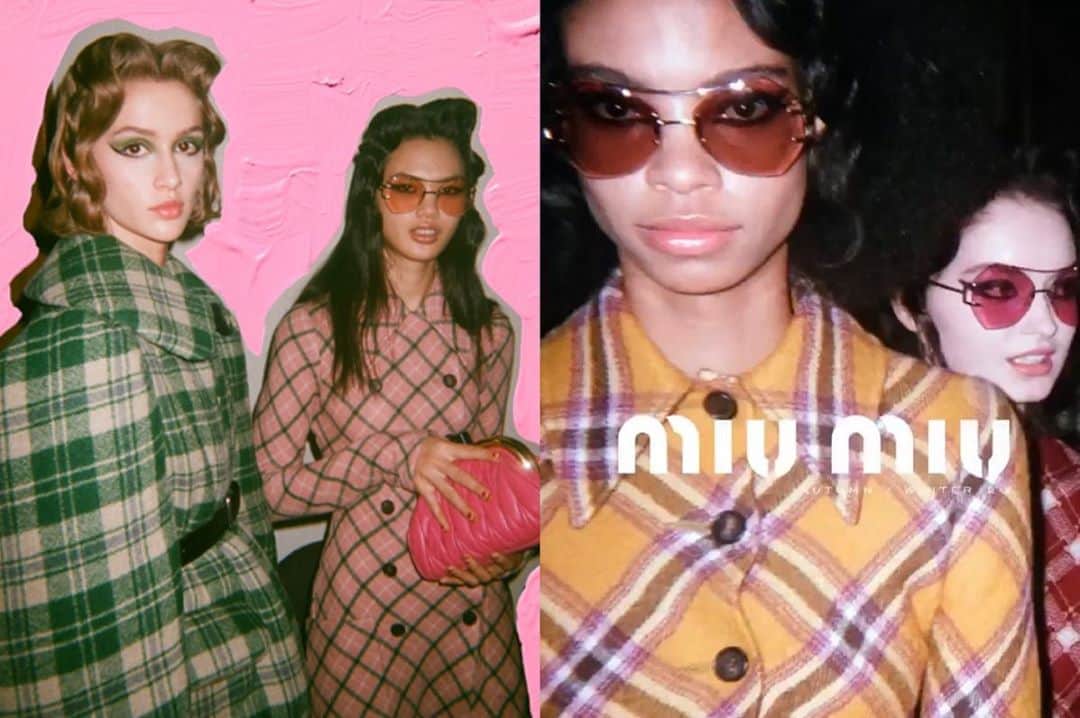 ジジ・ハディッドのインスタグラム：「Can’t believe. NEW @MiuMiu campaign by me ! 💓📷 @gisposable shots from fittings and backstage of the most recent show! BIG LOVE to Mrs. Prada, @kegrand, @bitton for this opportunity, and all the amazing models and teams I work with for putting up w me running in and out of lineup to put my camera in your face all season 😄 I miss you 🥺 — illustrations by @luellabartley / layout by @grahamrounthwaite —」