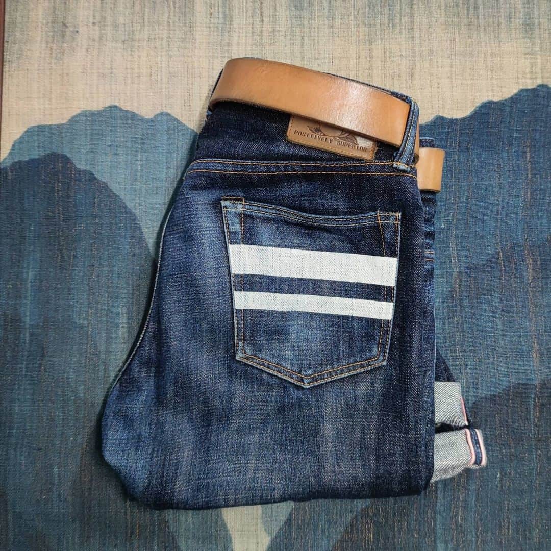 momotarojeansのインスタグラム：「1 year from pre-washed,  soak 3times.」